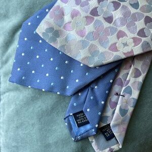 Banana Republic 100% Silk Italian Made Blue and Pastel Patterned Ties Pair